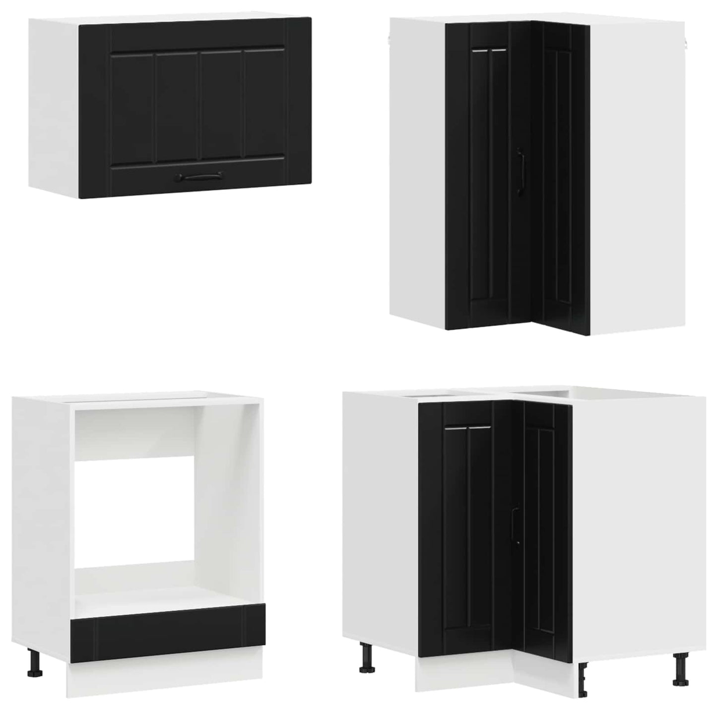 Keukenblok LUCCA 8 pcs Zwart Bewerkt hout is nu te koop bij PeponiXL, paradijselijk wonen!