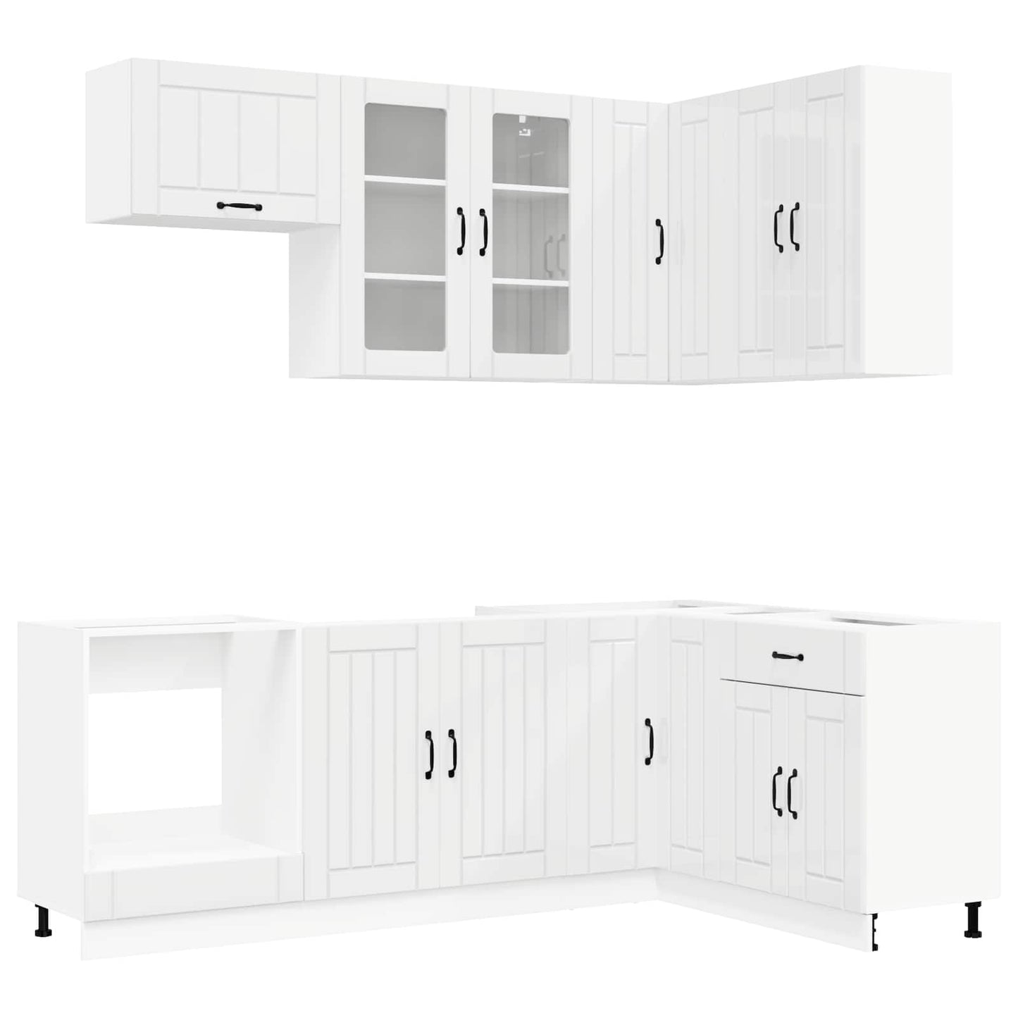 Keukenblok LUCCA 8 pcs Hoogglans Wit Bewerkt hout is nu te koop bij PeponiXL, paradijselijk wonen!
