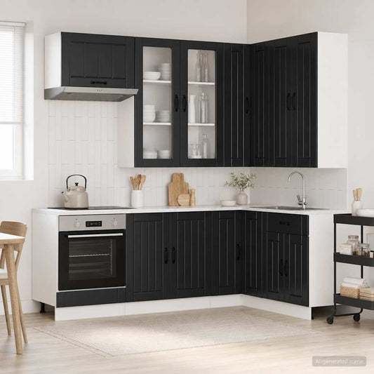 Keukenblok LUCCA 8 pcs Zwart Bewerkt hout is nu te koop bij PeponiXL, paradijselijk wonen!