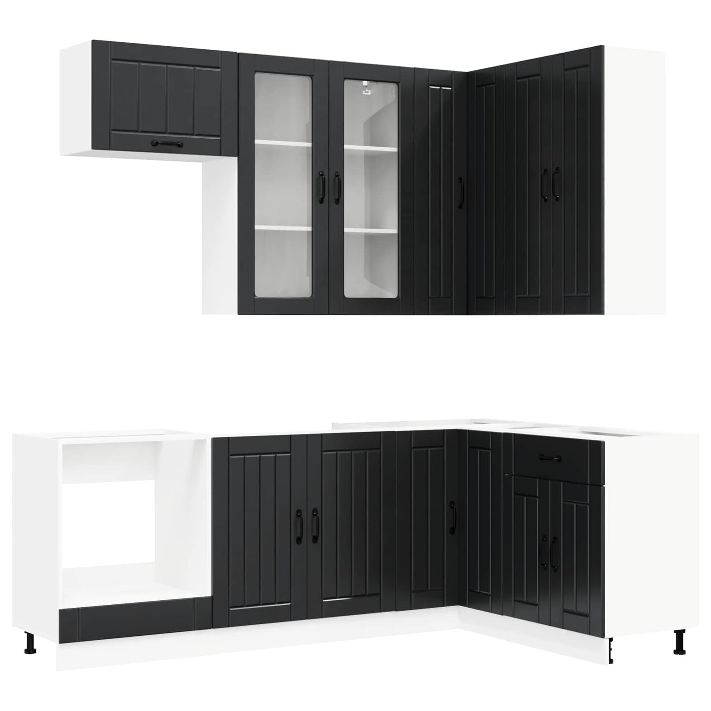 Keukenblok LUCCA 8 pcs Zwart Bewerkt hout is nu te koop bij PeponiXL, paradijselijk wonen!