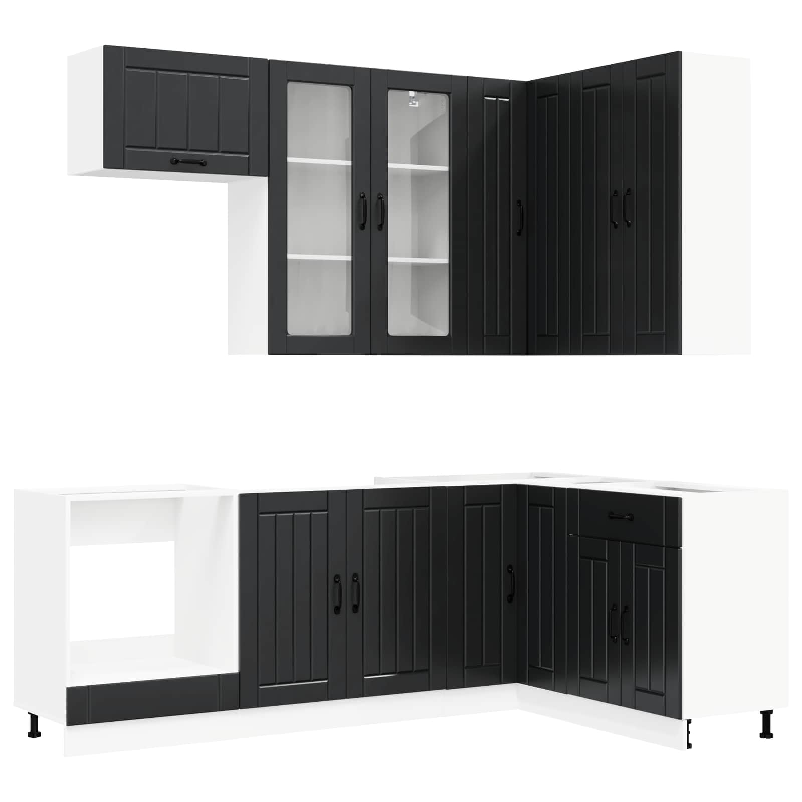 Keukenblok LUCCA 8 pcs Zwart Bewerkt hout is nu te koop bij PeponiXL, paradijselijk wonen!
