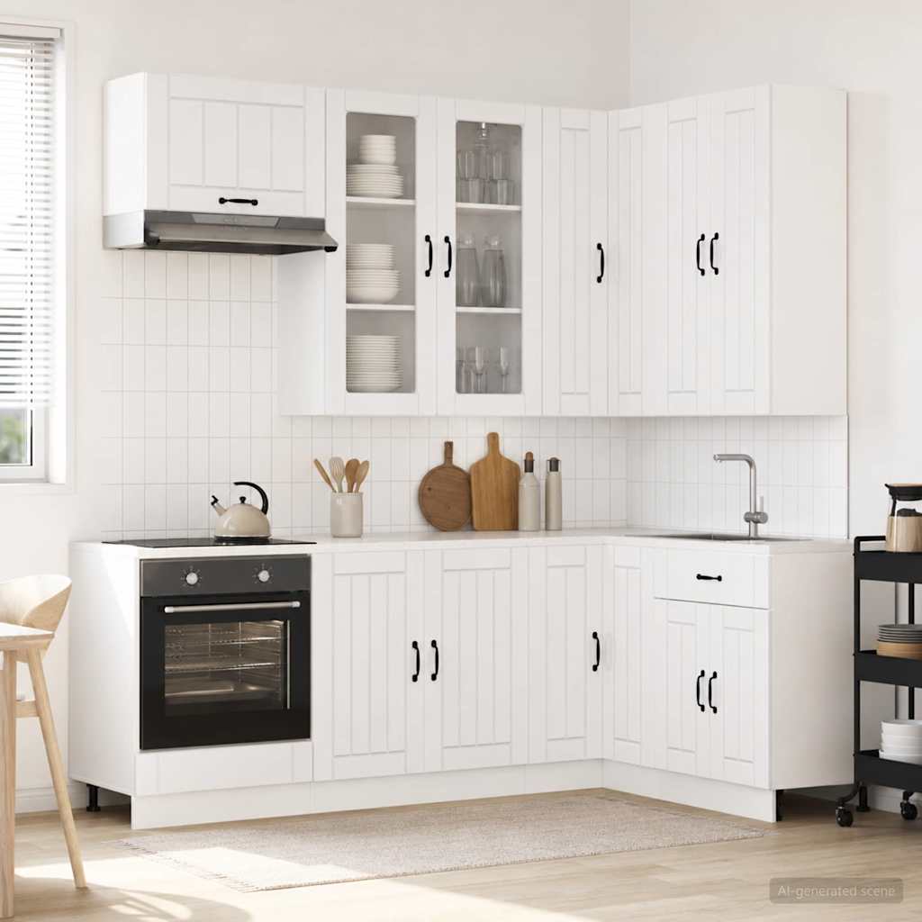 Keukenblok LUCCA 8 pcs Hoogglans Wit Bewerkt hout is nu te koop bij PeponiXL, paradijselijk wonen!