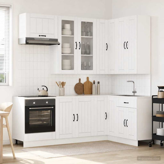 Keukenblok LUCCA 8 pcs Hoogglans Wit Bewerkt hout is nu te koop bij PeponiXL, paradijselijk wonen!