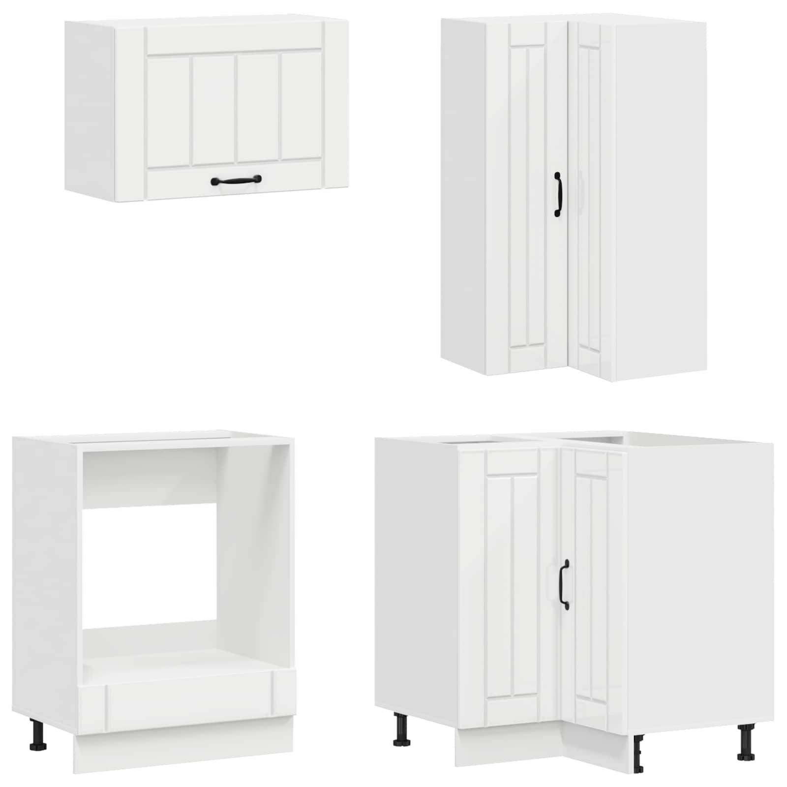 Keukenblok LUCCA 8 pcs Hoogglans Wit Bewerkt hout is nu te koop bij PeponiXL, paradijselijk wonen!