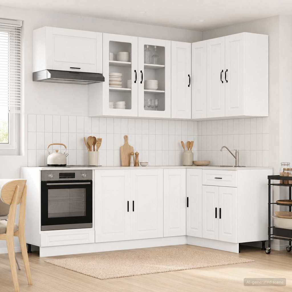 Keukenblok PORTO 8 pcs Wit Bewerkt hout is nu te koop bij PeponiXL, paradijselijk wonen!