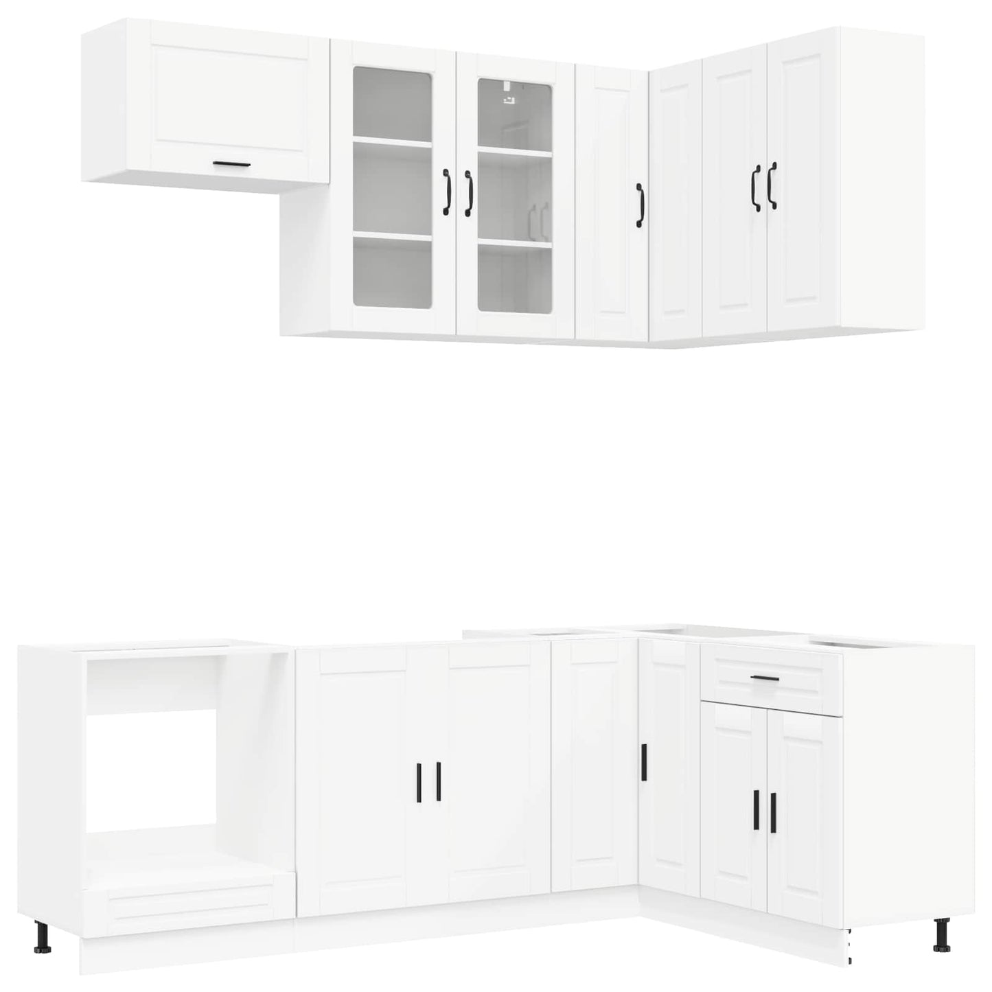Keukenblok PORTO 8 pcs Wit Bewerkt hout is nu te koop bij PeponiXL, paradijselijk wonen!