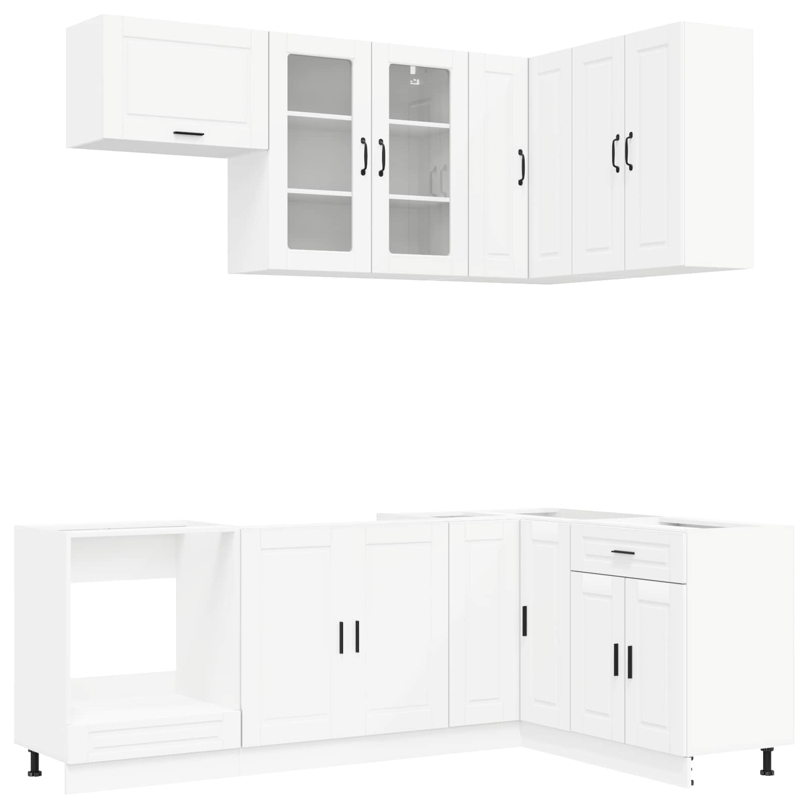 Keukenblok PORTO 8 pcs Wit Bewerkt hout is nu te koop bij PeponiXL, paradijselijk wonen!