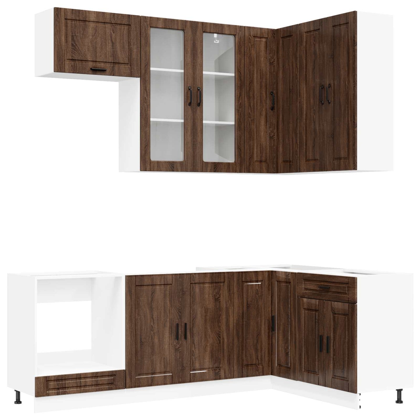Keukenblok PORTO 8 pcs Bruin eiken Bewerkt hout is nu te koop bij PeponiXL, paradijselijk wonen!