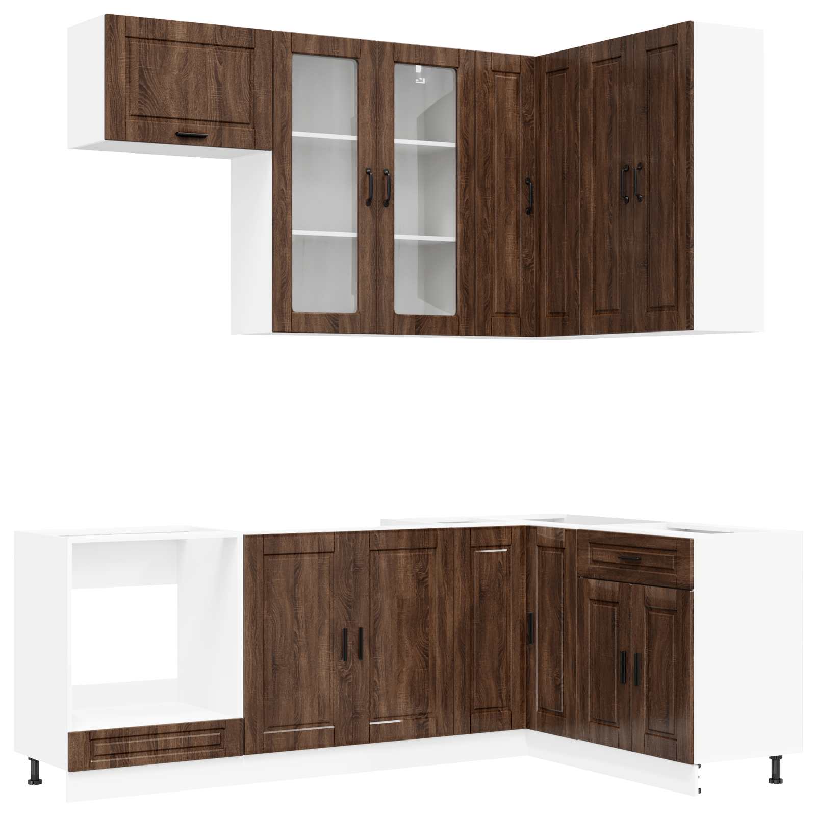 Keukenblok PORTO 8 pcs Bruin eiken Bewerkt hout is nu te koop bij PeponiXL, paradijselijk wonen!