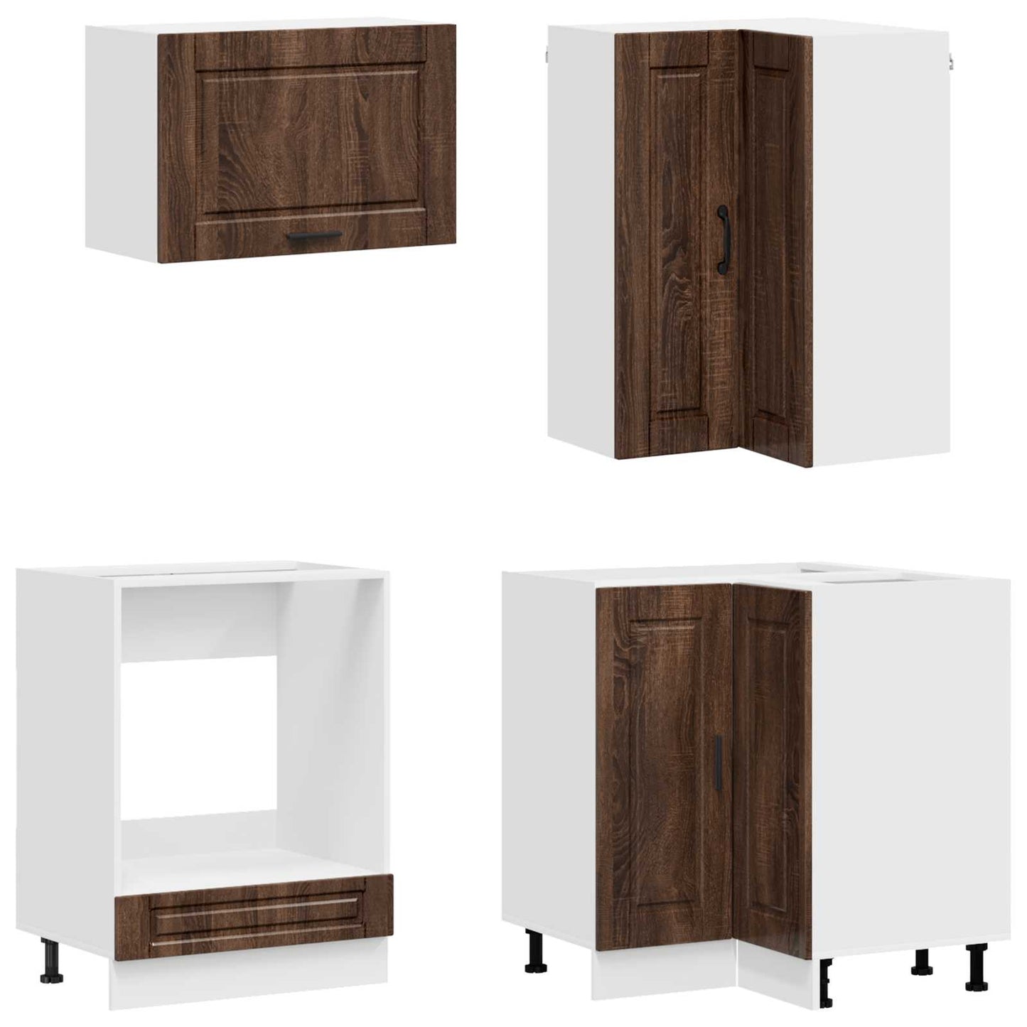 Keukenblok PORTO 8 pcs Bruin eiken Bewerkt hout is nu te koop bij PeponiXL, paradijselijk wonen!