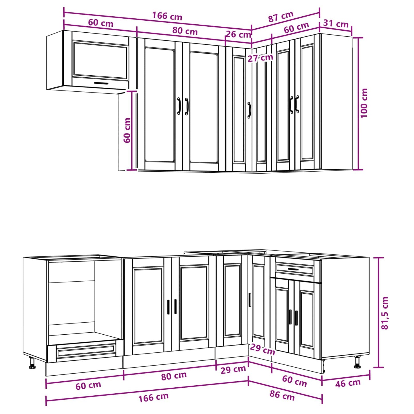 Keukenblok PORTO 8 pcs Bruin eiken Bewerkt hout is nu te koop bij PeponiXL, paradijselijk wonen!