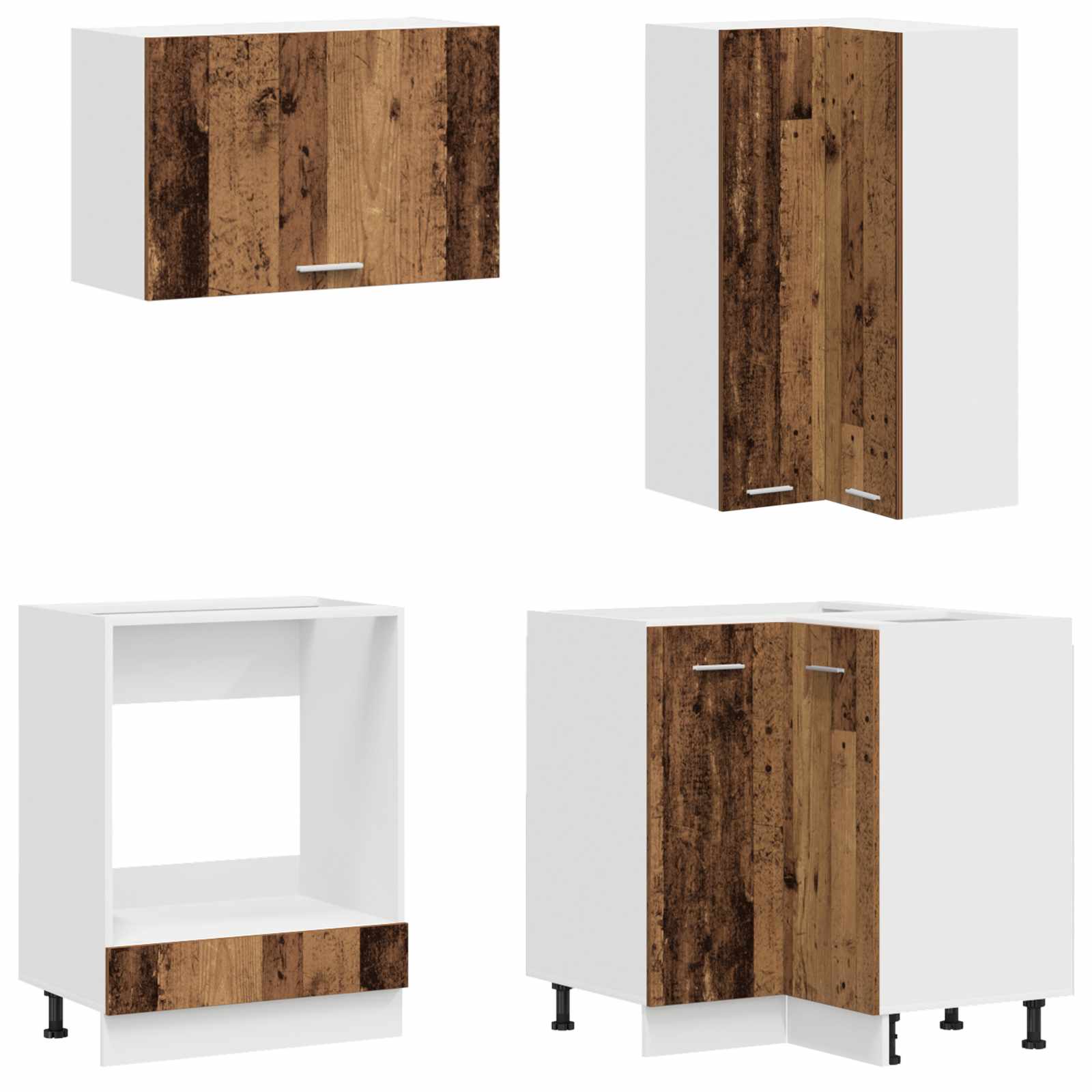 Keuken Eenheid LYON 8 pcs Oud hout Bewerkt hout is nu te koop bij PeponiXL, paradijselijk wonen!