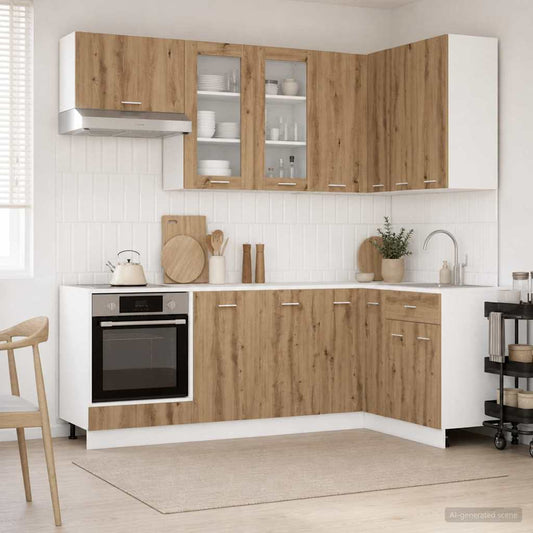 Keuken Eenheid LYON 8 pcs Artisanaal eiken Bewerkt hout is nu te koop bij PeponiXL, paradijselijk wonen!