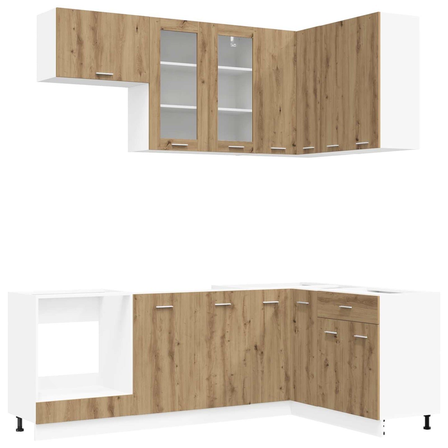 Keuken Eenheid LYON 8 pcs Artisanaal eiken Bewerkt hout is nu te koop bij PeponiXL, paradijselijk wonen!