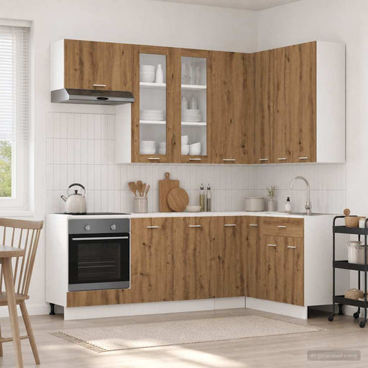 Keuken Eenheid LYON 8 pcs Artisanaal eiken Bewerkt hout is nu te koop bij PeponiXL, paradijselijk wonen!