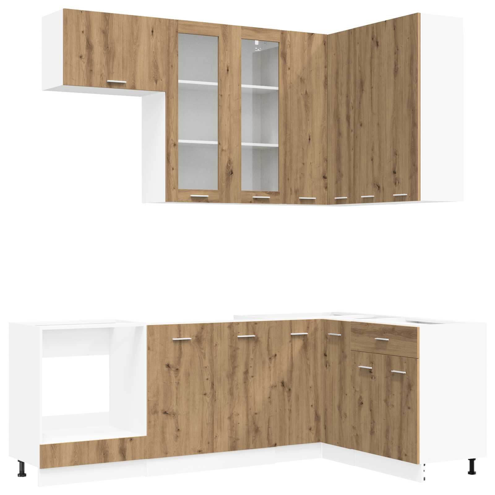 Keuken Eenheid LYON 8 pcs Artisanaal eiken Bewerkt hout is nu te koop bij PeponiXL, paradijselijk wonen!