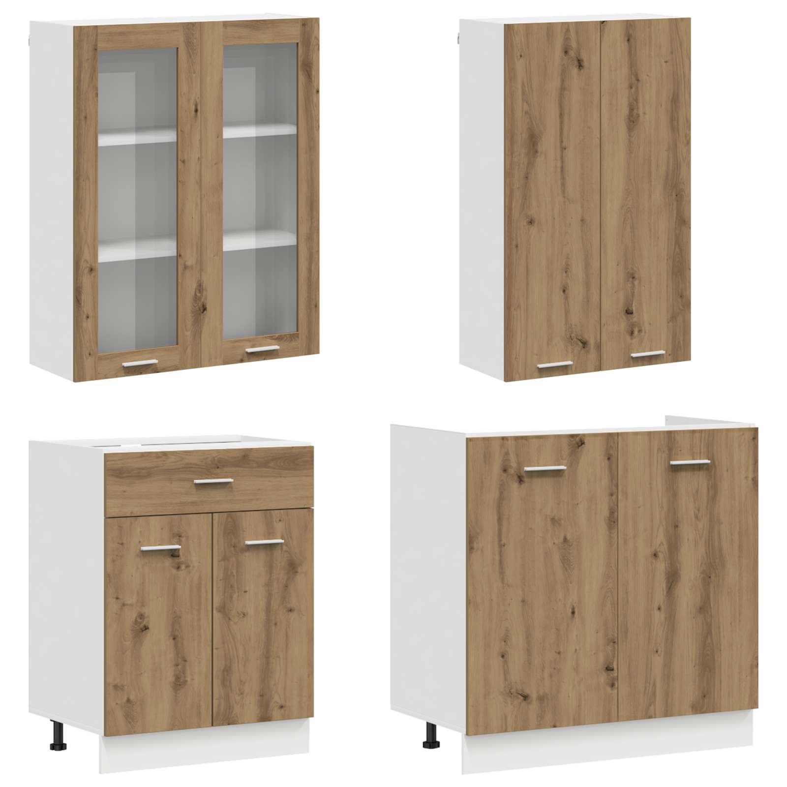 Keuken Eenheid LYON 8 pcs Artisanaal eiken Bewerkt hout is nu te koop bij PeponiXL, paradijselijk wonen!