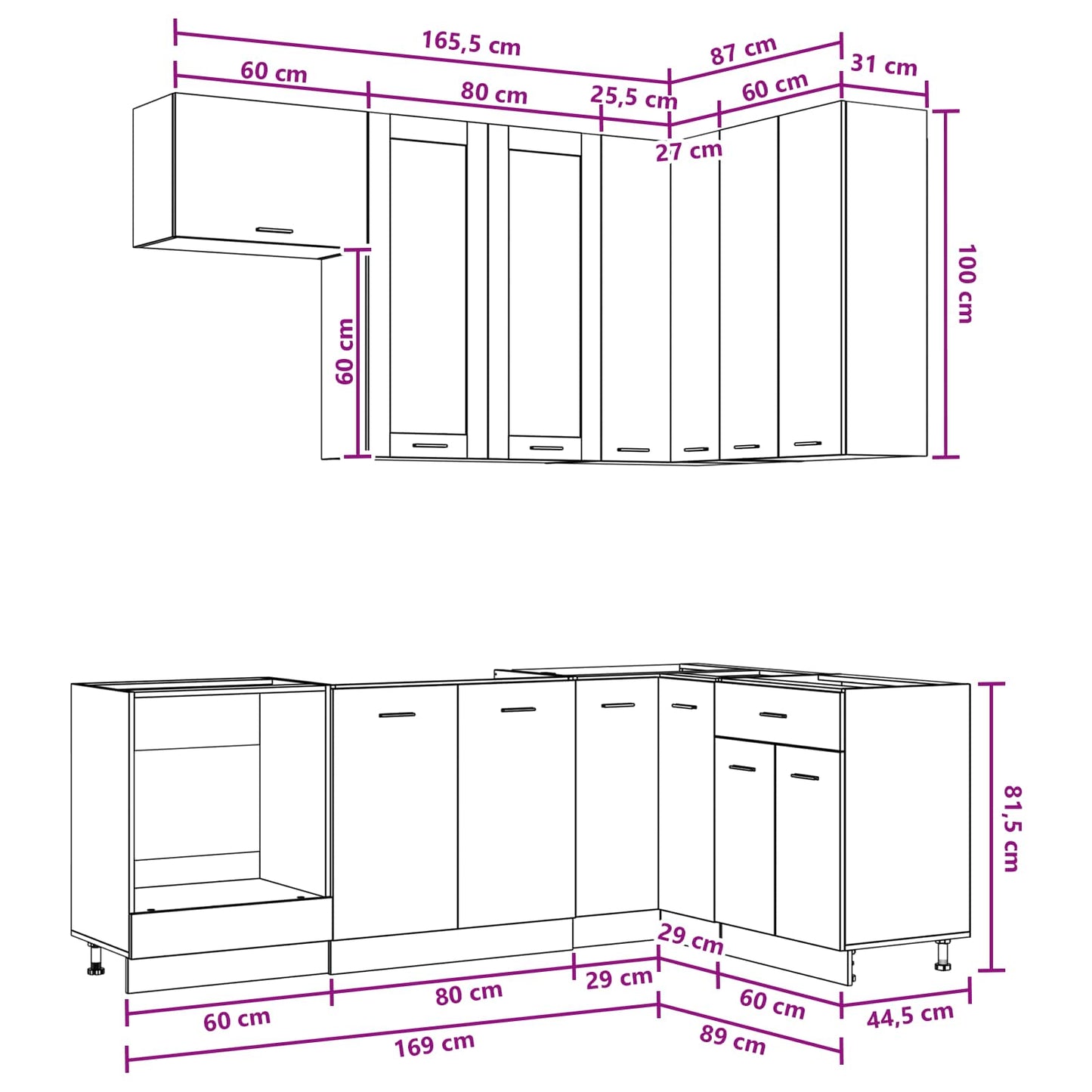 Keuken Eenheid LYON 8 pcs Artisanaal eiken Bewerkt hout is nu te koop bij PeponiXL, paradijselijk wonen!