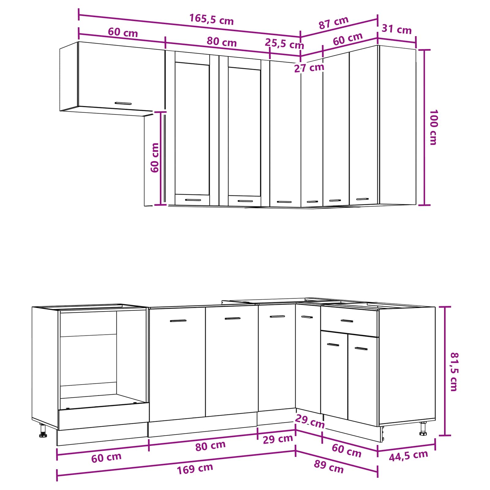 Keuken Eenheid LYON 8 pcs Artisanaal eiken Bewerkt hout is nu te koop bij PeponiXL, paradijselijk wonen!