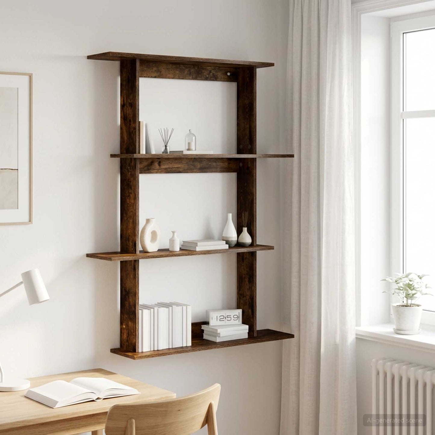 Wandplank Gerookt eiken 100 x 20 x 126 cm Bewerkt hout