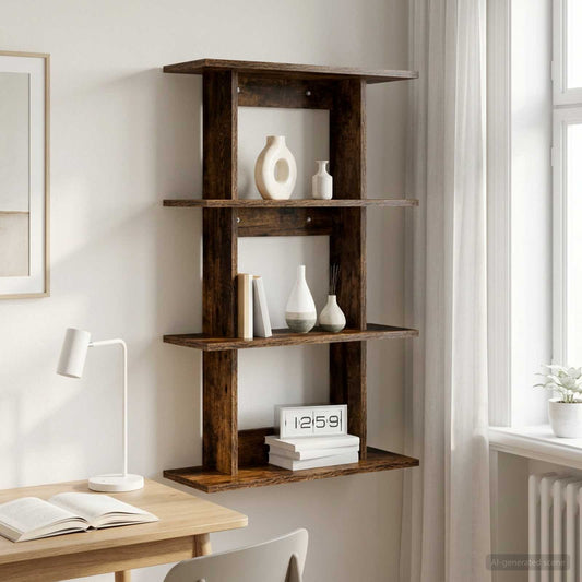 Wandplank Muurmontage Gerookt eiken 56 x 20 x 90 cm is nu te koop bij PeponiXL, paradijselijk wonen!
