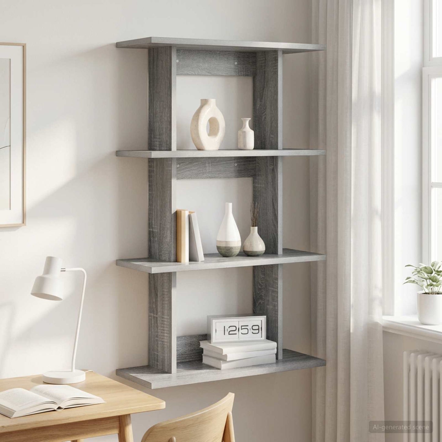 Wandplank Muurmontage Grijs Sonoma 56 x 20 x 90 cm Bewerkt hout