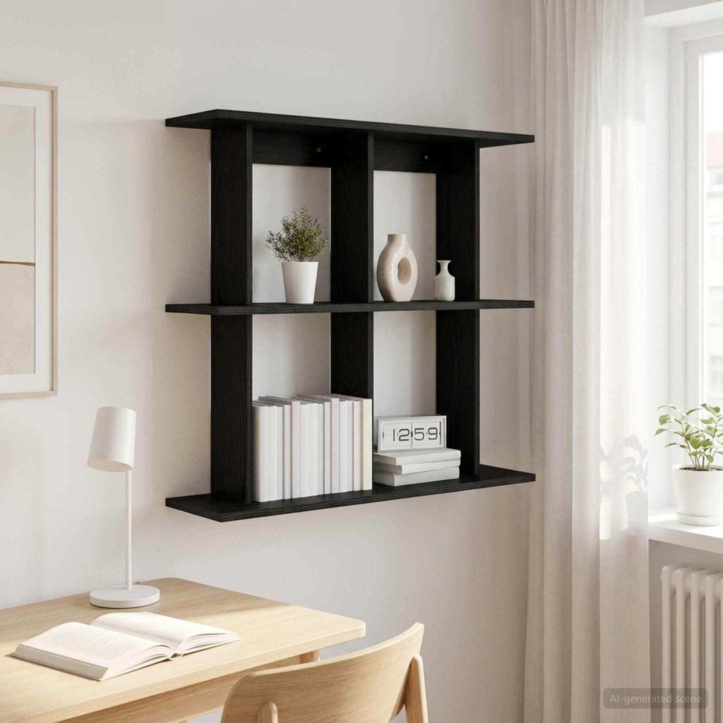 Wandplank Muurmontage Zwart eiken 80 x 20 x 75 cm Bewerkt hout
