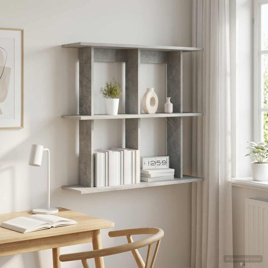 Wandplank Muurmontage Betongrijs 80 x 20 x 75 cm Bewerkt hout is nu te koop bij PeponiXL, paradijselijk wonen!