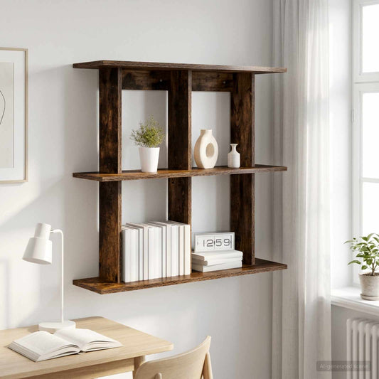 Wandplank Muurmontage Gerookt eiken 80 x 20 x 75 cm is nu te koop bij PeponiXL, paradijselijk wonen!