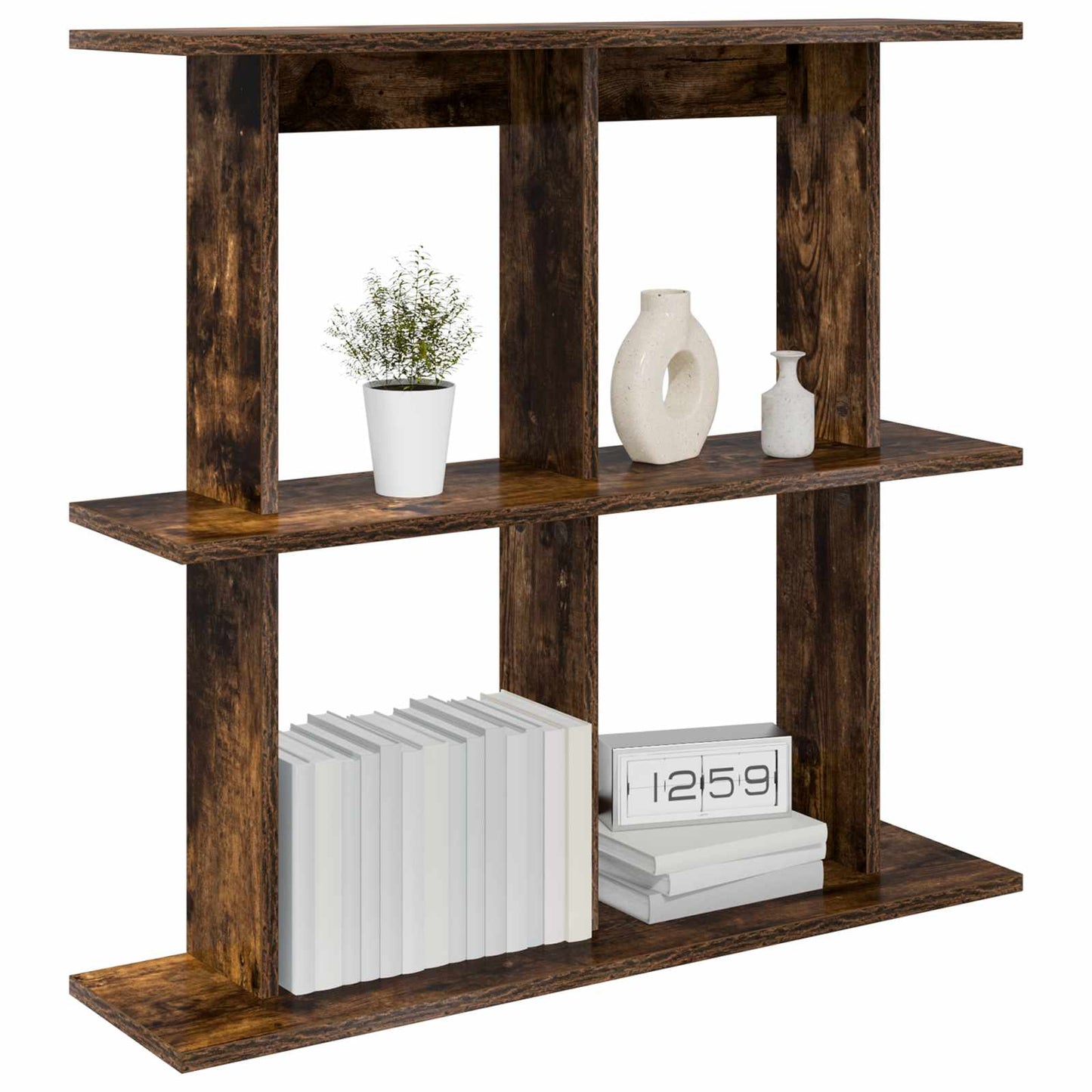 Wandplank Muurmontage Gerookt eiken 80 x 20 x 75 cm