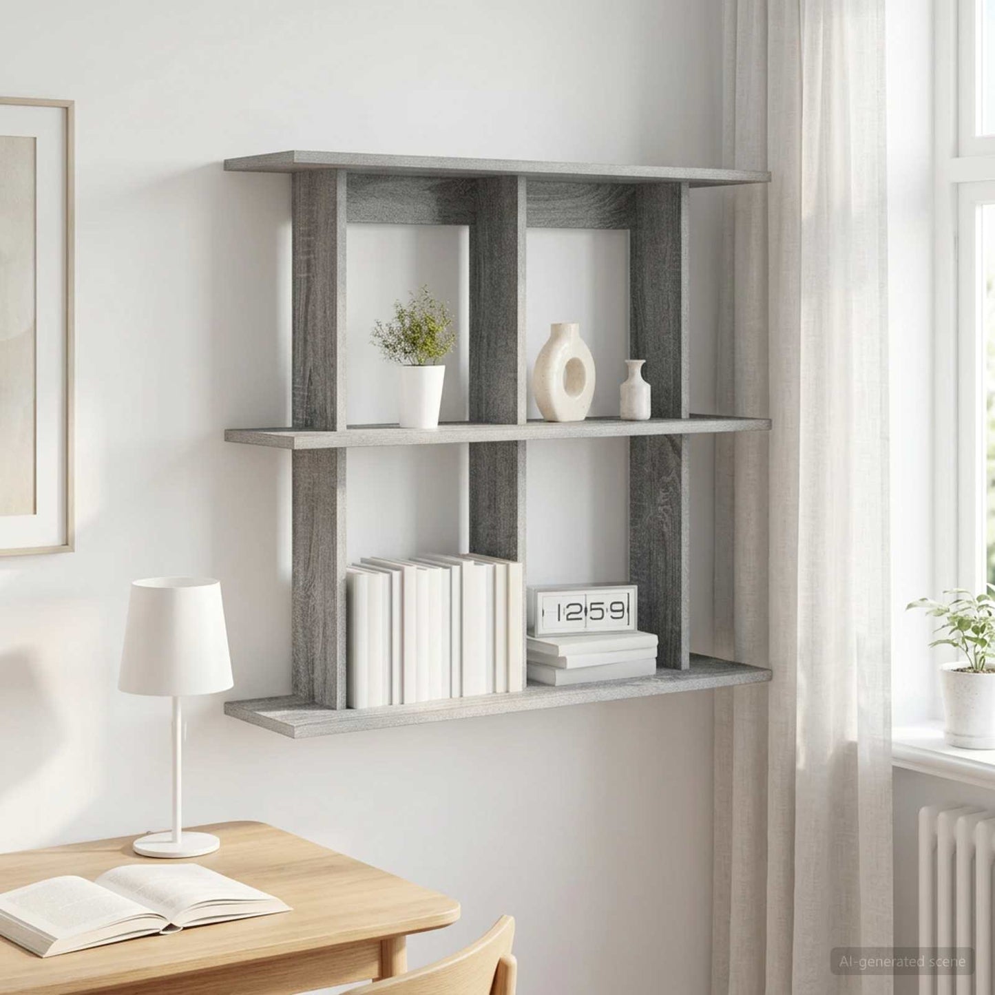 Wandplank Muurmontage Grijs Sonoma 80 x 20 x 75 cm Bewerkt hout