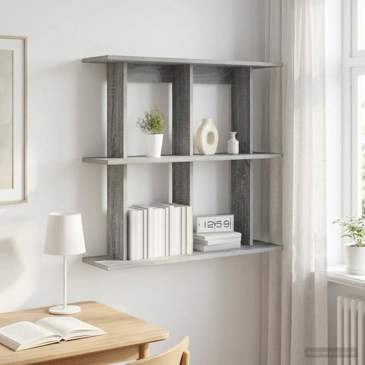 Wandplank Muurmontage Grijs Sonoma 80 x 20 x 75 cm Bewerkt hout is nu te koop bij PeponiXL, paradijselijk wonen!