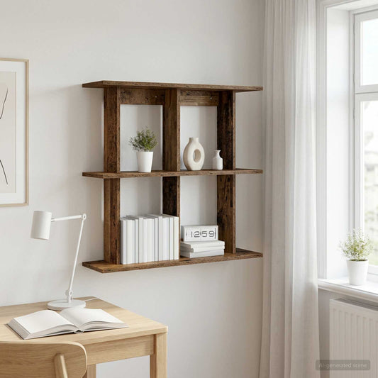Wandplank Muurmontage Oud hout 80 x 20 x 75 cm Bewerkt hout is nu te koop bij PeponiXL, paradijselijk wonen!