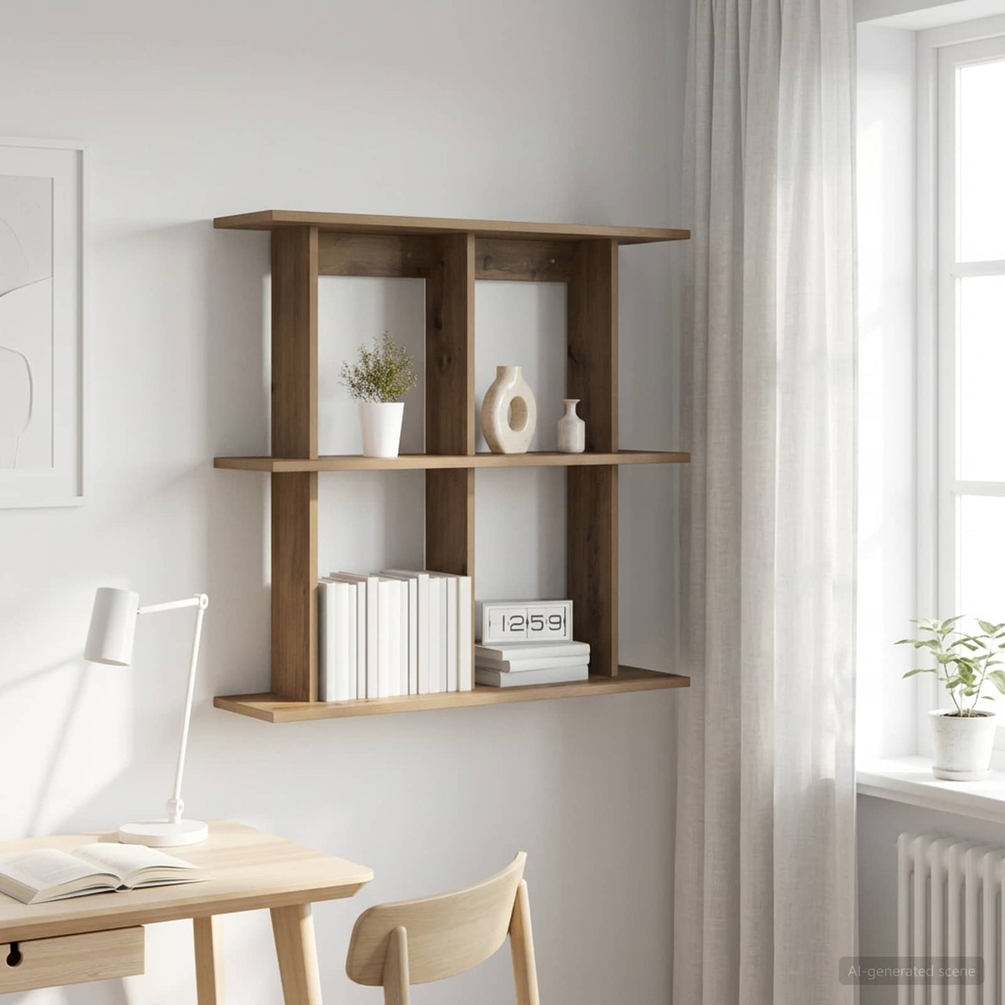 Wandplank Muurmontage Artisanaal eiken 80 x 20 x 75 cm