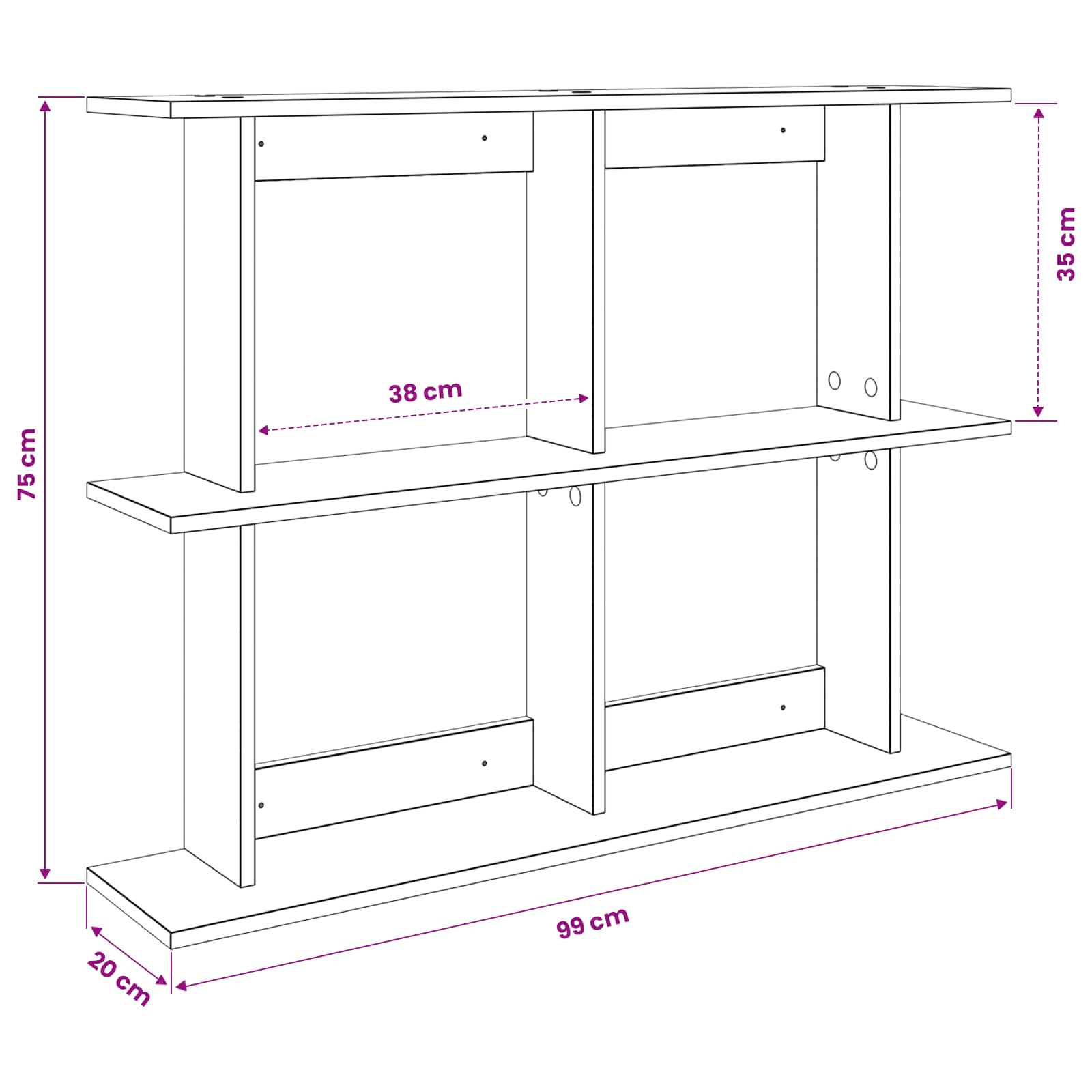 Wandplank Muurmontage Wit 100 x 20 x 75 cm Bewerkt hout is nu te koop bij PeponiXL, paradijselijk wonen!