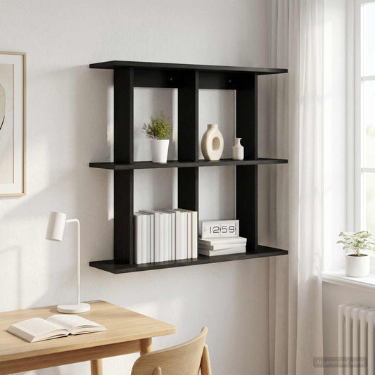 Wandplank Muurmontage Zwart eiken 100 x 20 x 75 cm Bewerkt hout is nu te koop bij PeponiXL, paradijselijk wonen!