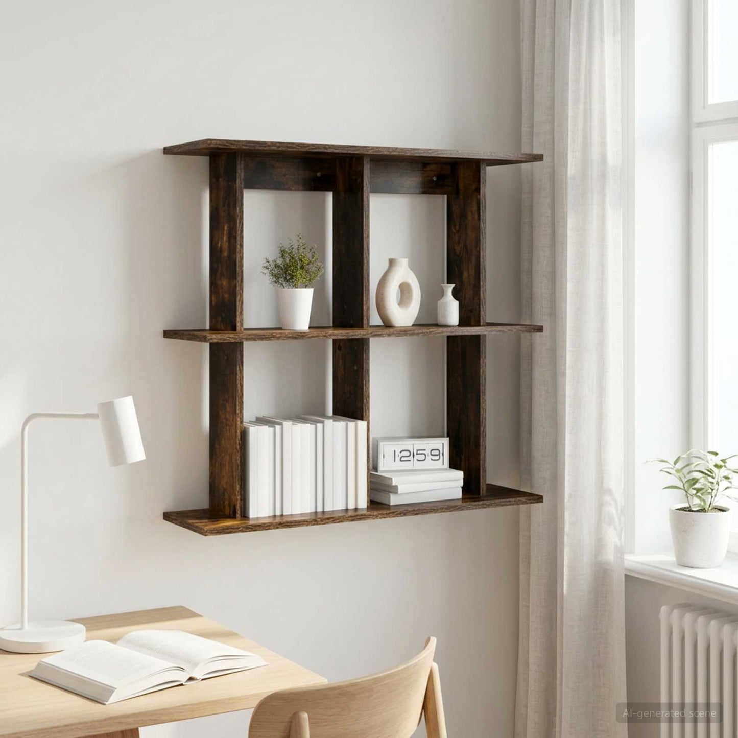 Wandplank Muurmontage Gerookt eiken 100 x 20 x 75 cm