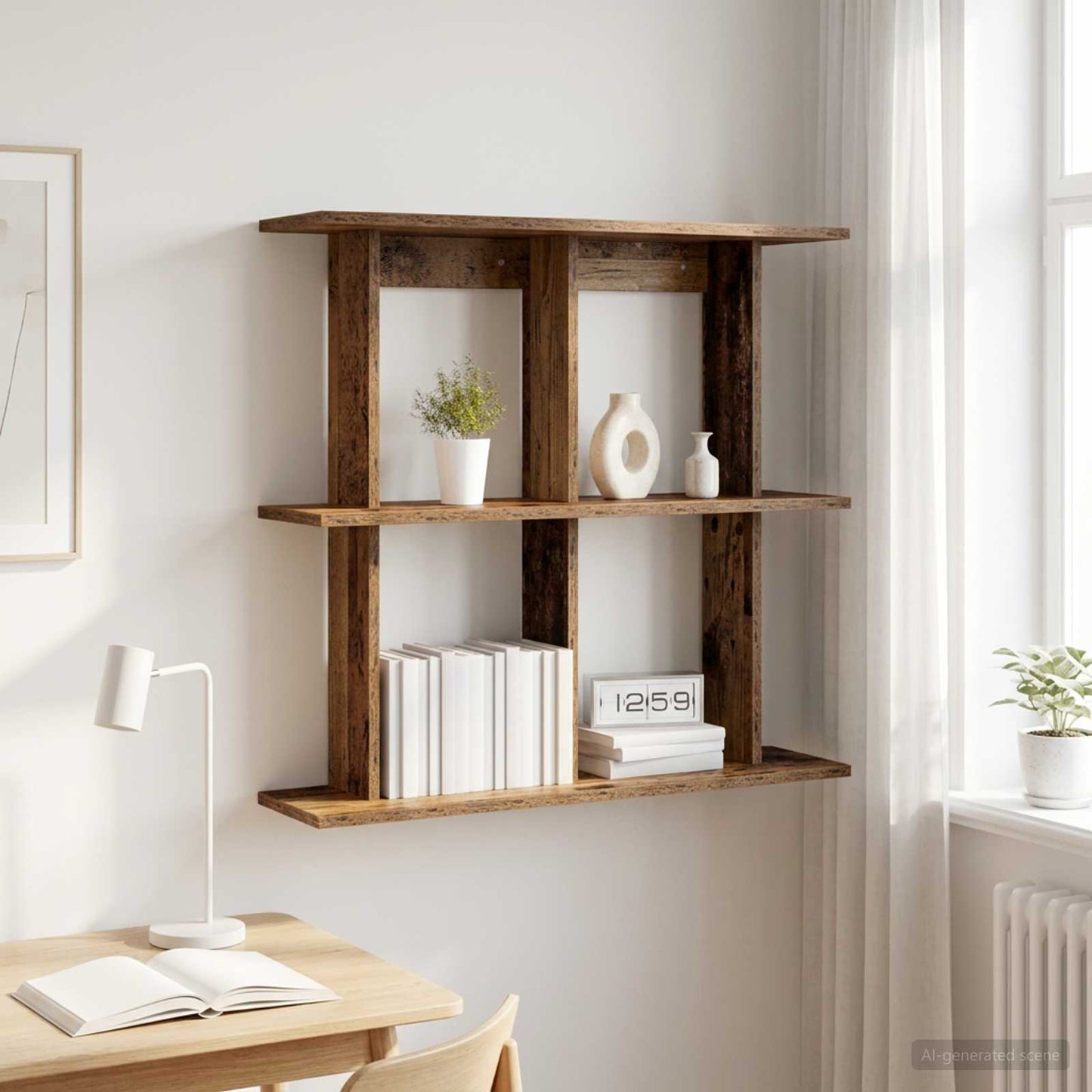 Wandplank Muurmontage Oud hout 100 x 20 x 75 cm Bewerkt hout