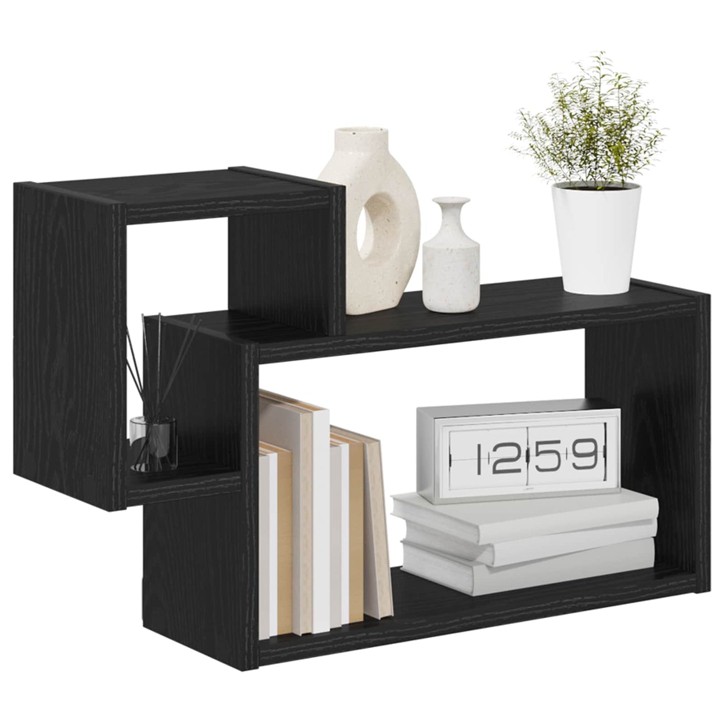 Wandplank Muurmontage Zwart eiken 55 x 15 x 35 cm Bewerkt hout