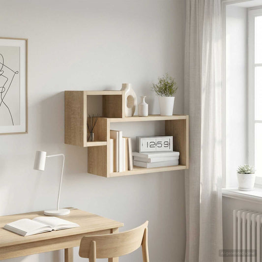 Wandplank Muurmontage Sonoma Eiken 55 x 15 x 35 cm Bewerkt hout is nu te koop bij PeponiXL, paradijselijk wonen!
