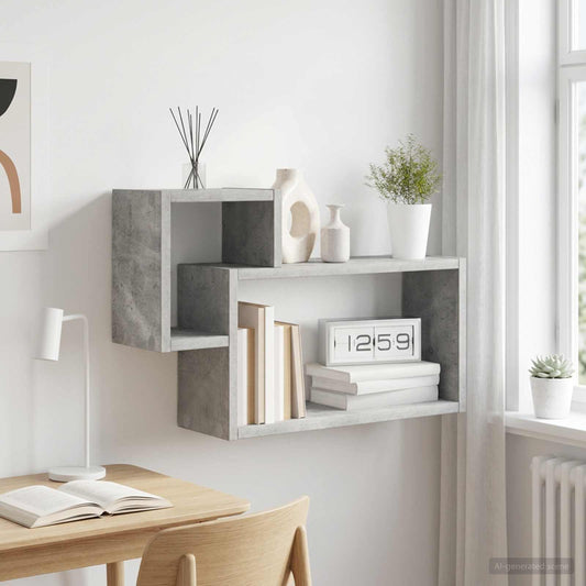Wandplank Muurmontage Betongrijs 55 x 15 x 35 cm Bewerkt hout is nu te koop bij PeponiXL, paradijselijk wonen!