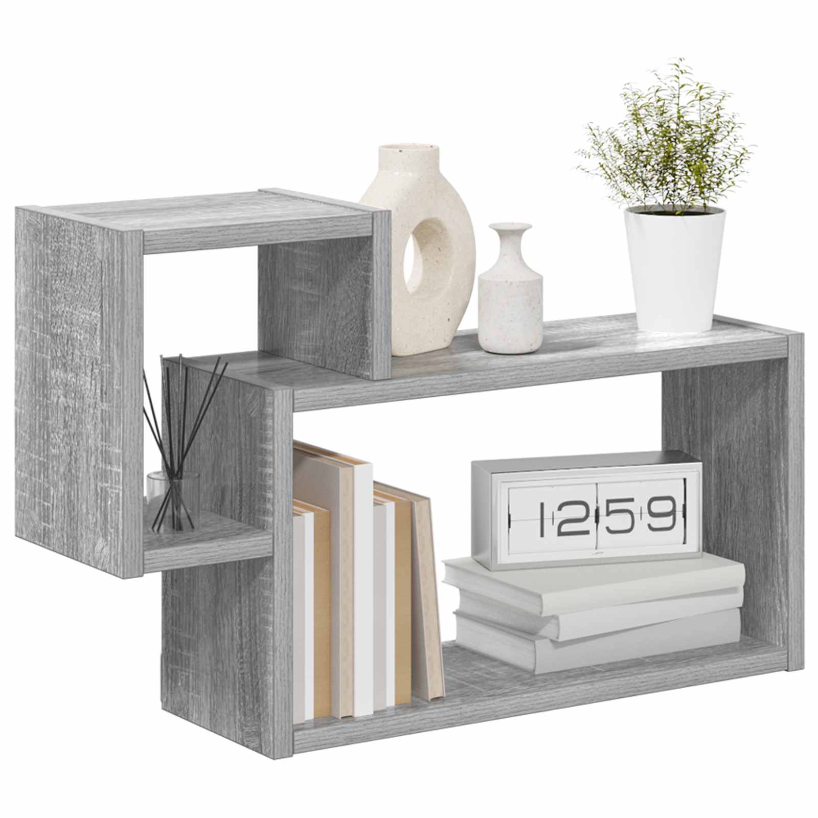 Wandplank Muurmontage Grijs 55 x 15 x 35 cm Bewerkt hout is nu te koop bij PeponiXL, paradijselijk wonen!