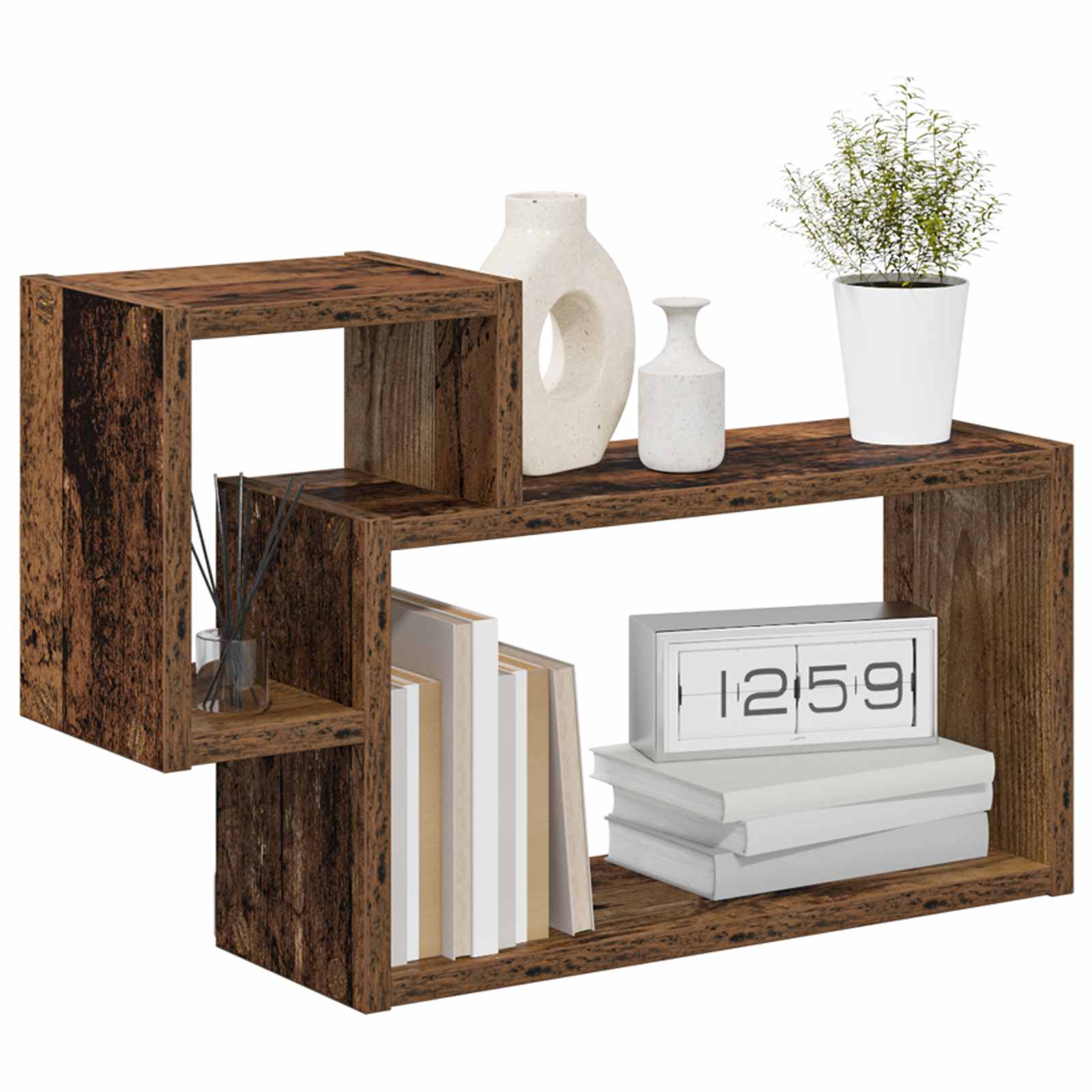 Wandplank Muurmontage Bruin 55 x 15 x 35 cm Bewerkt hout is nu te koop bij PeponiXL, paradijselijk wonen!