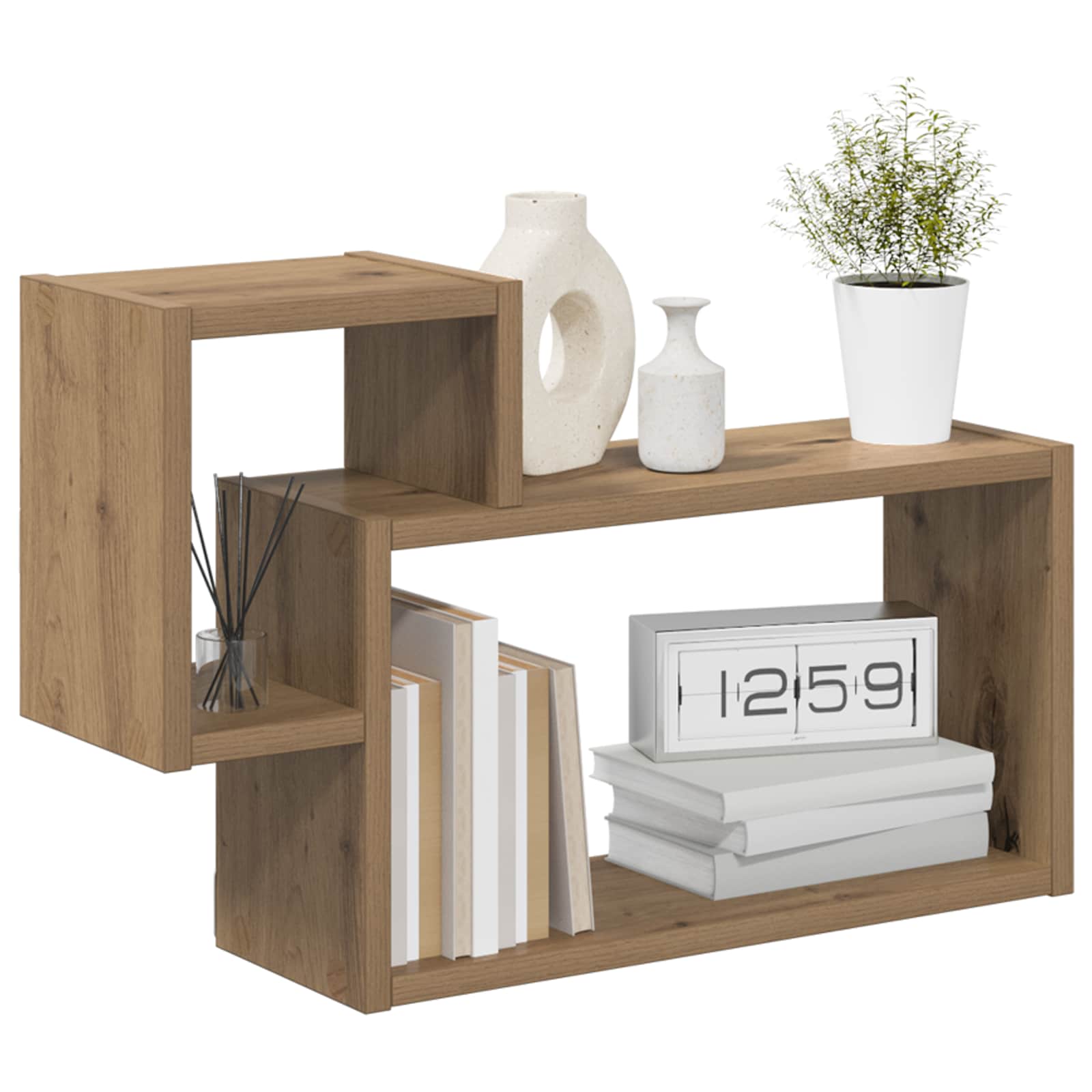Wandplank Muurmontage Bruin 55 x 15 x 35 cm Bewerkt hout is nu te koop bij PeponiXL, paradijselijk wonen!