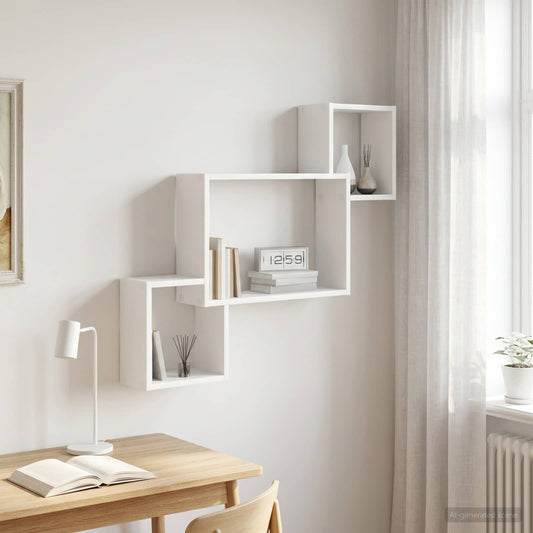Wandplank Muurmontage Wit 91,5 x 15 x 76 cm Bewerkt hout is nu te koop bij PeponiXL, paradijselijk wonen!
