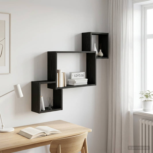 Wandplank Muurmontage Zwart eiken 91,5 x 15 x 76 cm is nu te koop bij PeponiXL, paradijselijk wonen!