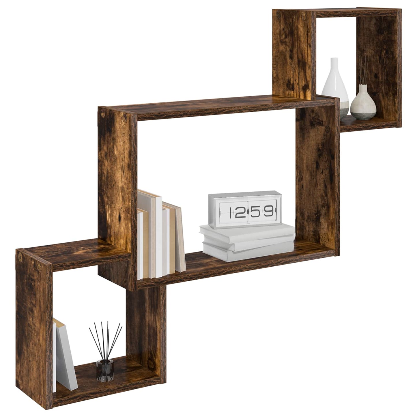 Wandplank Muurmontage Bruin 91,5 x 15 x 76 cm Bewerkt hout is nu te koop bij PeponiXL, paradijselijk wonen!