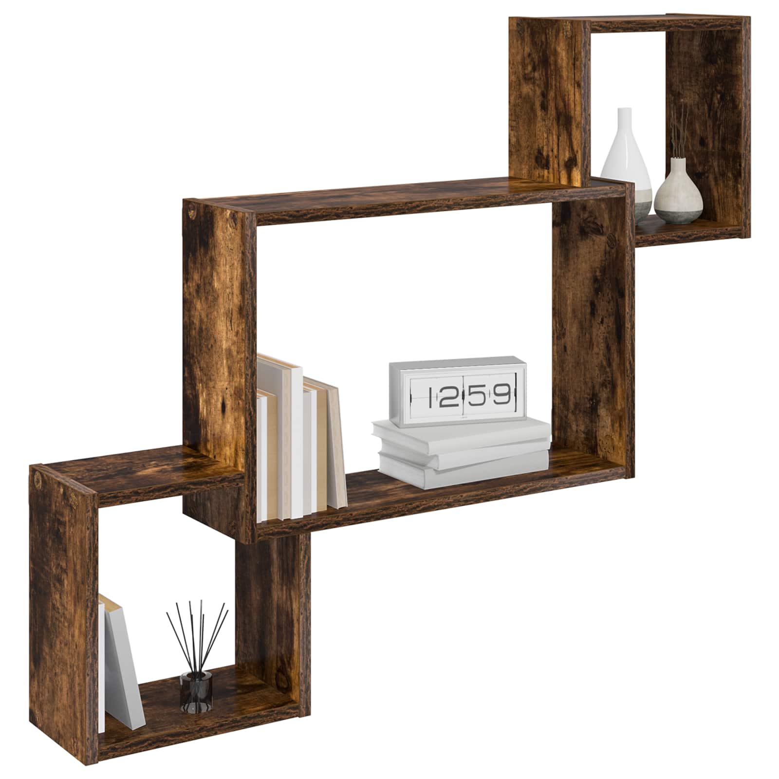Wandplank Muurmontage Bruin 91,5 x 15 x 76 cm Bewerkt hout is nu te koop bij PeponiXL, paradijselijk wonen!