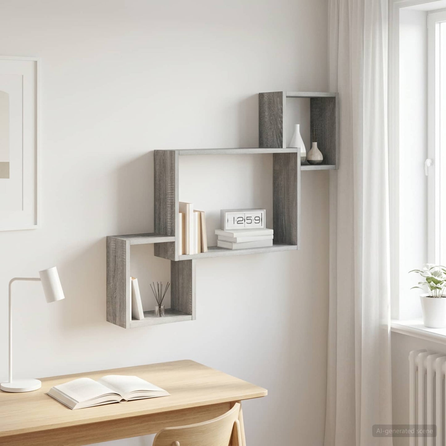 Wandplank Muurmontage Grijs Sonoma 91,5 x 15 x 76 cm