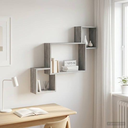 Wandplank Muurmontage Grijs Sonoma 91,5 x 15 x 76 cm is nu te koop bij PeponiXL, paradijselijk wonen!